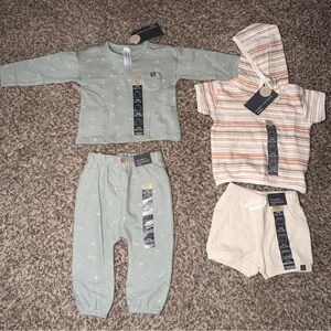 Kids Matching Set in Green and Cream